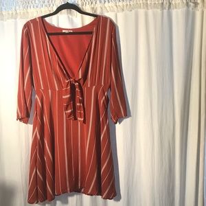 Burnt orange front tie dress